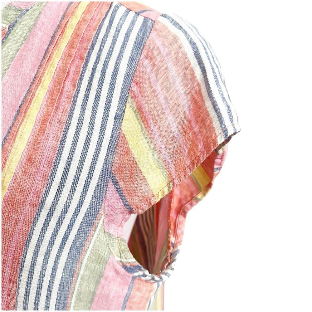 Sundays Striped Linen Sheath Dress Multicolor Size 2/Medium V-Neck Boho Beachy - Picture 10 of 16